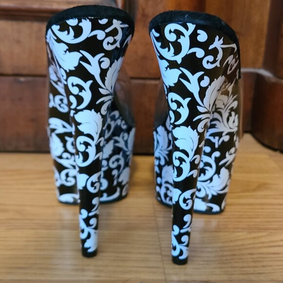 NEW NWT! PLEASER ADORE 701FL MOTIF CLEAR SLIDE PRINT PLATFORM SPIKE HEELS sz 10 - Picture 4 of 6